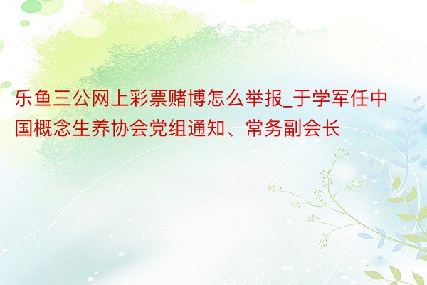 乐鱼三公网上彩票赌博怎么举报_于学军任中国概念生养协会党组通知、常务副会长