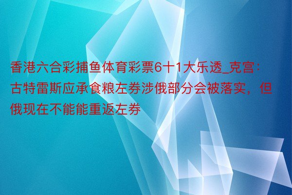 香港六合彩捕鱼体育彩票6十1大乐透_克宫：古特雷斯应承食粮左券涉俄部分会被落实，但俄现在不能能重返左券