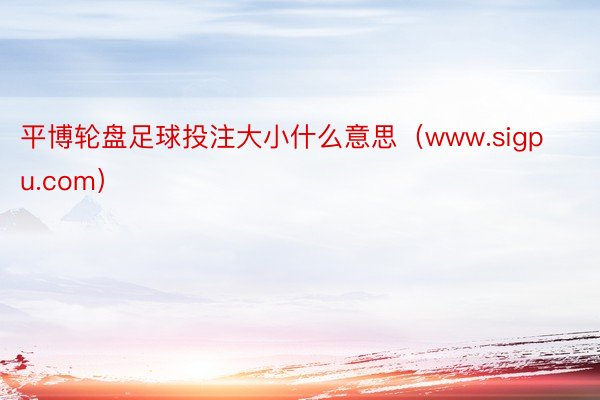 平博轮盘足球投注大小什么意思（www.sigpu.com）