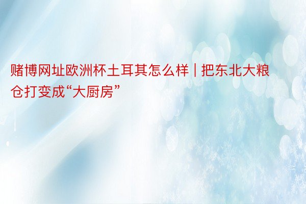 赌博网址欧洲杯土耳其怎么样 | 把东北大粮仓打变成“大厨房”